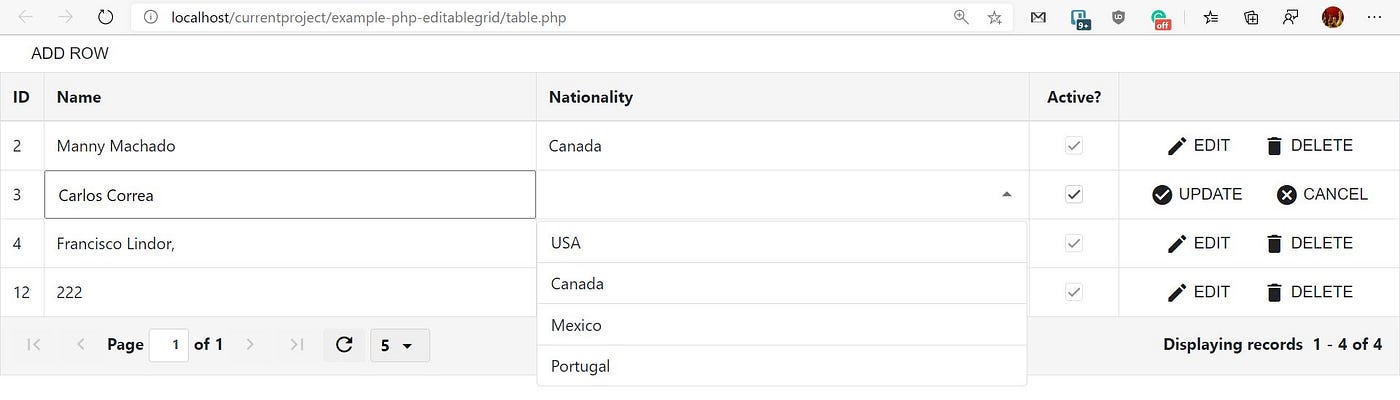 Creating an inline editable grid with PHP and MySql | by Jorge Castro |  Cook php | Medium