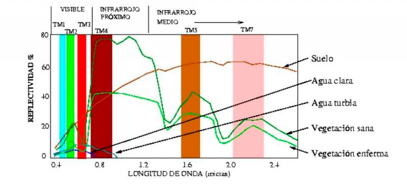 Interacción de los elementos de la superficie terrestre con la radiación