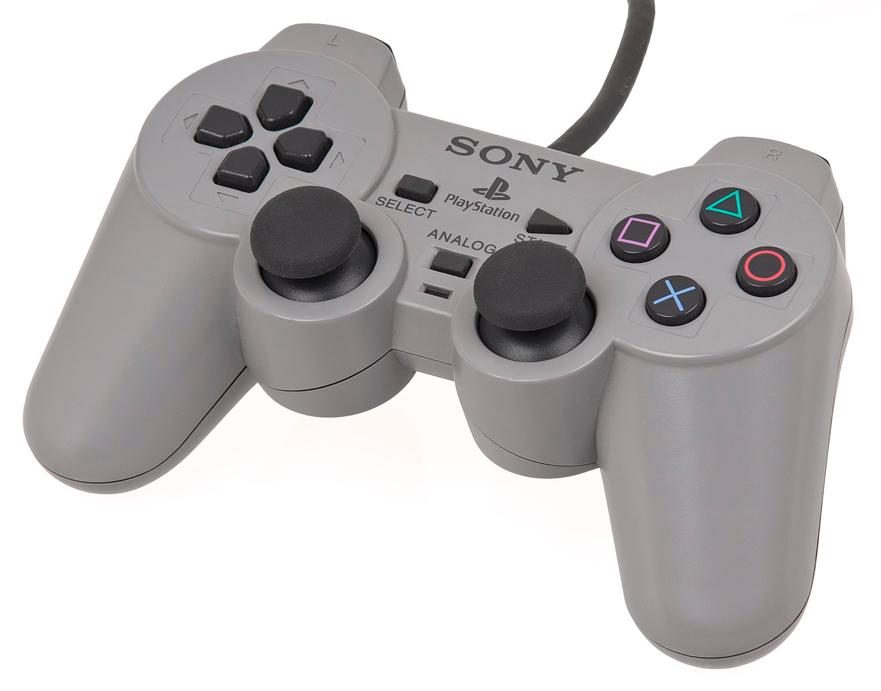 A Sony PlayStation 1 DualShock controller