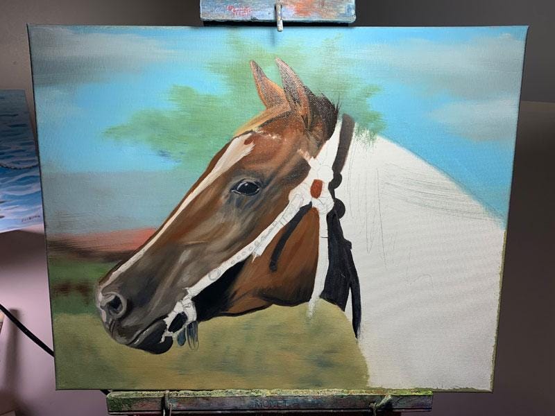 How to Paint a horse in oils part 1 by Animal House Portraits Medium