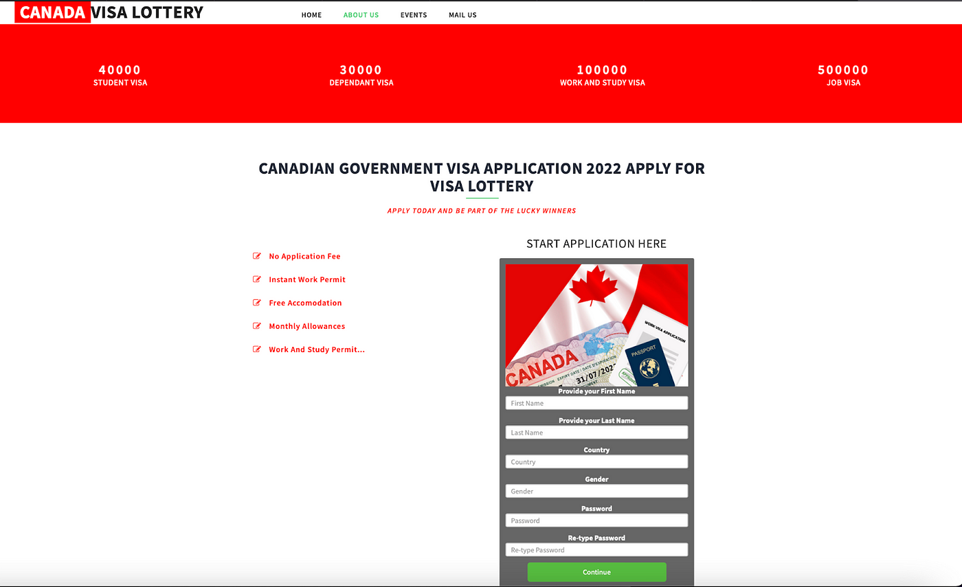 HOAX: Website purporting to offer 2022/2023 Canada visa lottery application  is a scam | by PesaCheck | Oct, 2022 | PesaCheck