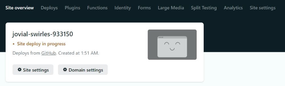The site is being deployed on Netlify