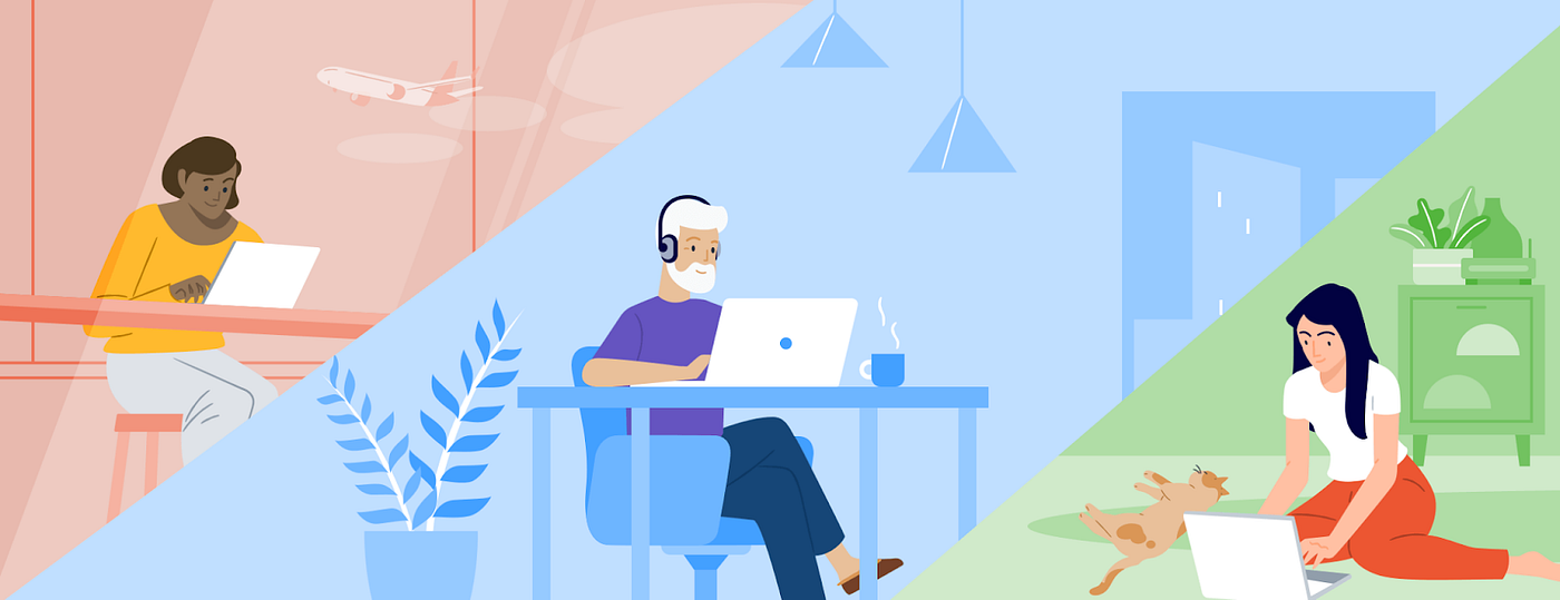 Remote work employees connecting together