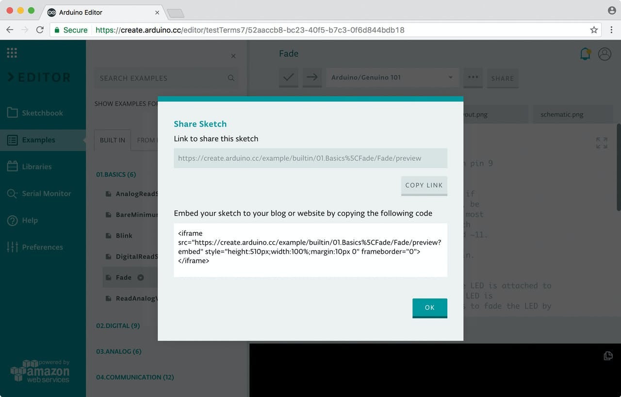 Berbagi Sketch Arduino Web Editor