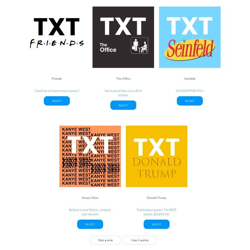 A collection of all five Wires offered from The TXT Hub.