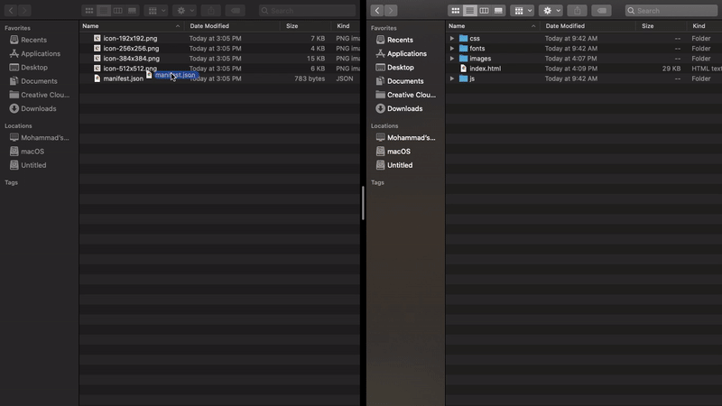 This gif explains how to move the app icons to the images folder