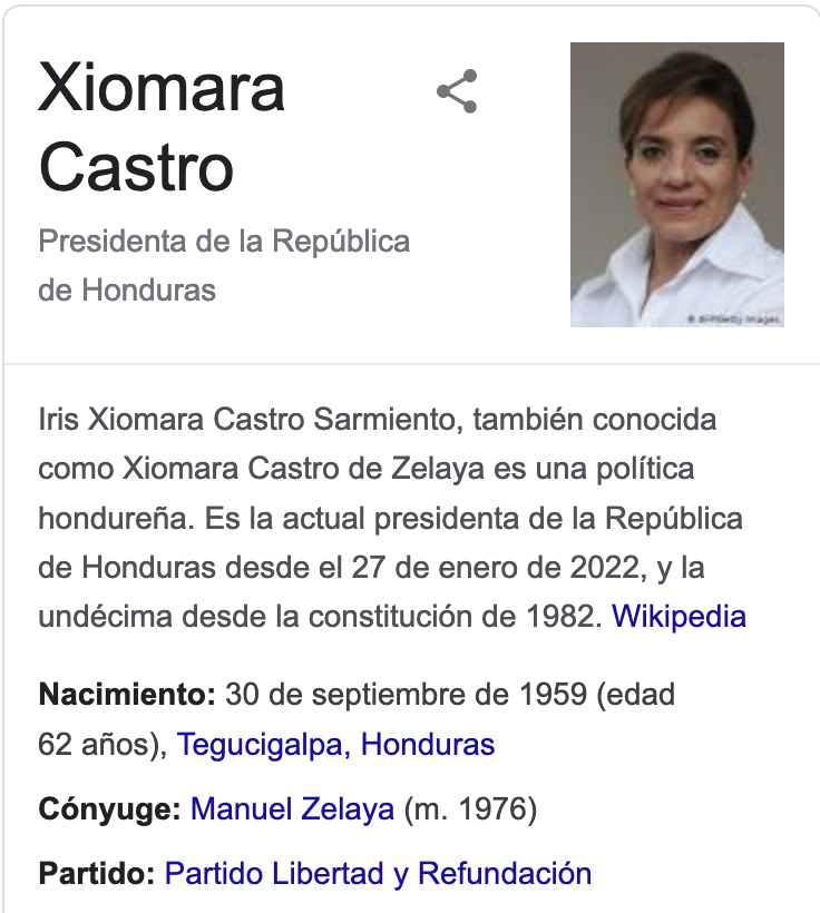 Xiomara Castro. Información: Wikipedia