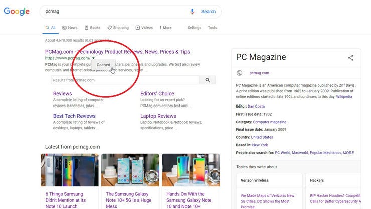 How To View A Cached Version Of A Website By Pcmag Pc Magazine Medium