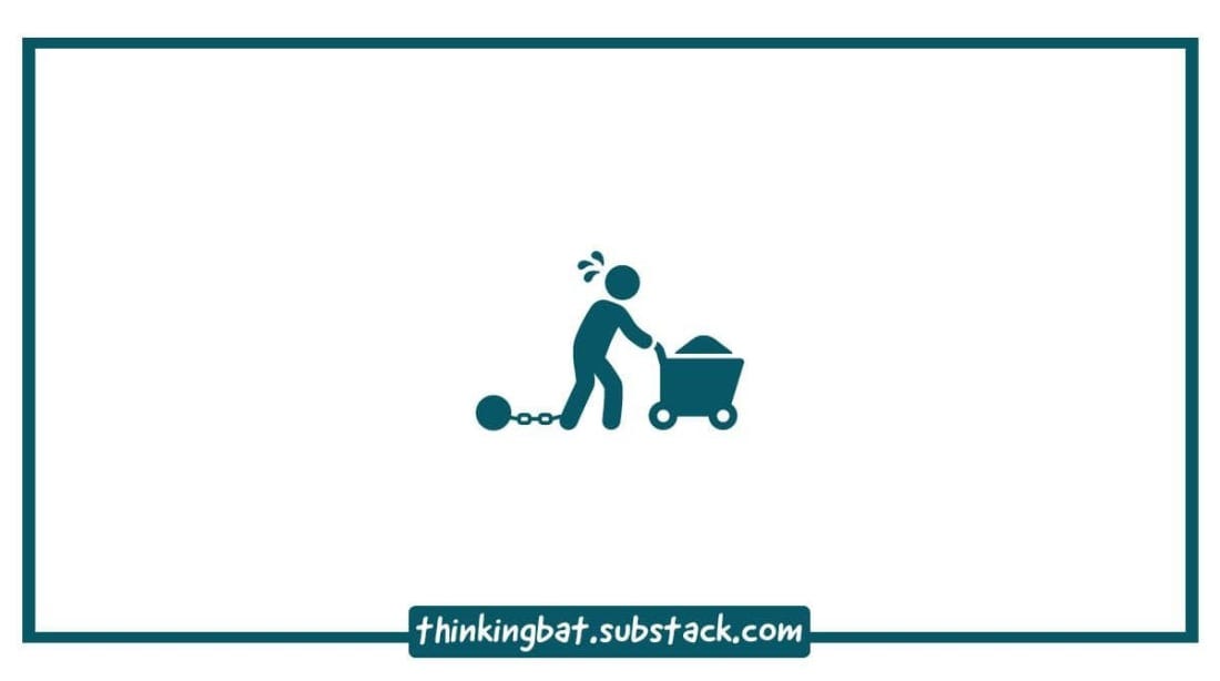 tired man pushing a cart, death of god denial of antifragility