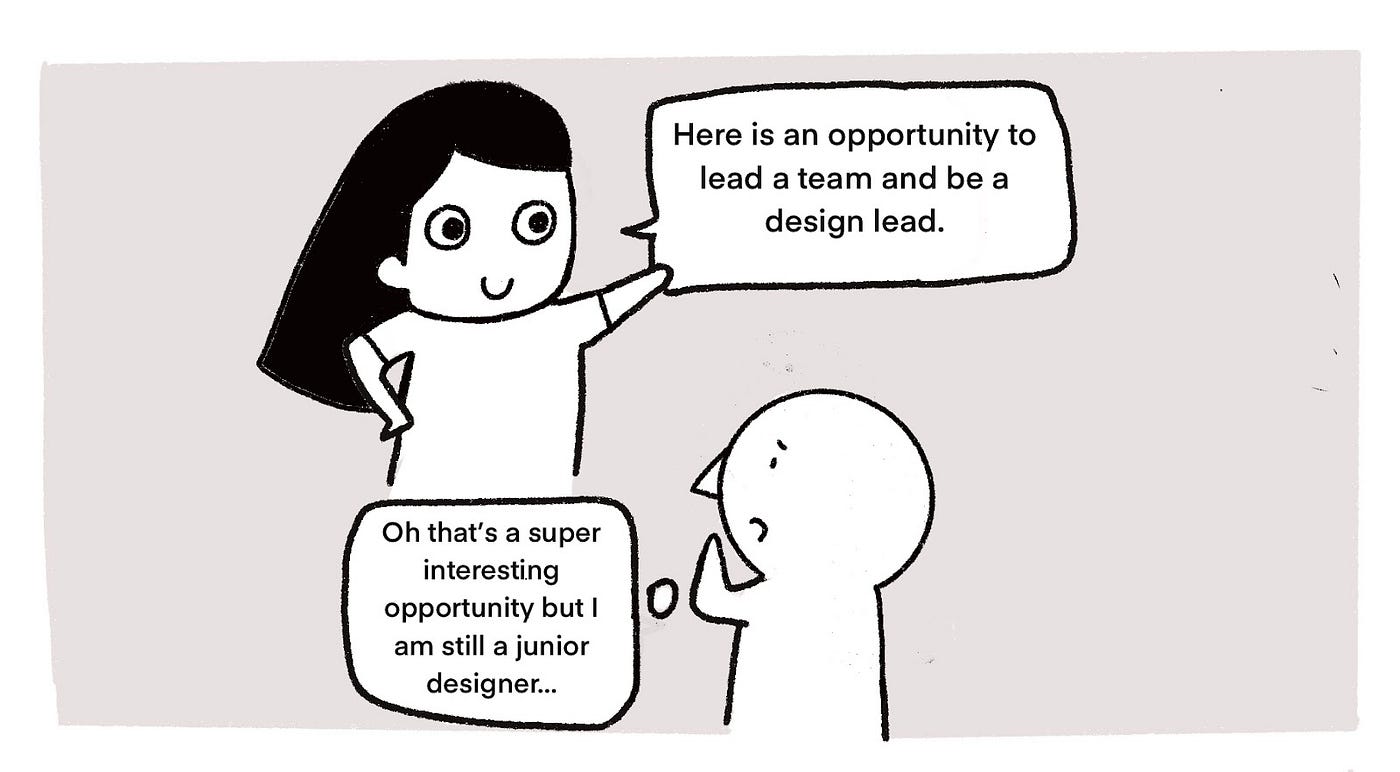 A leader tries to propose a junior designer to lead a team.