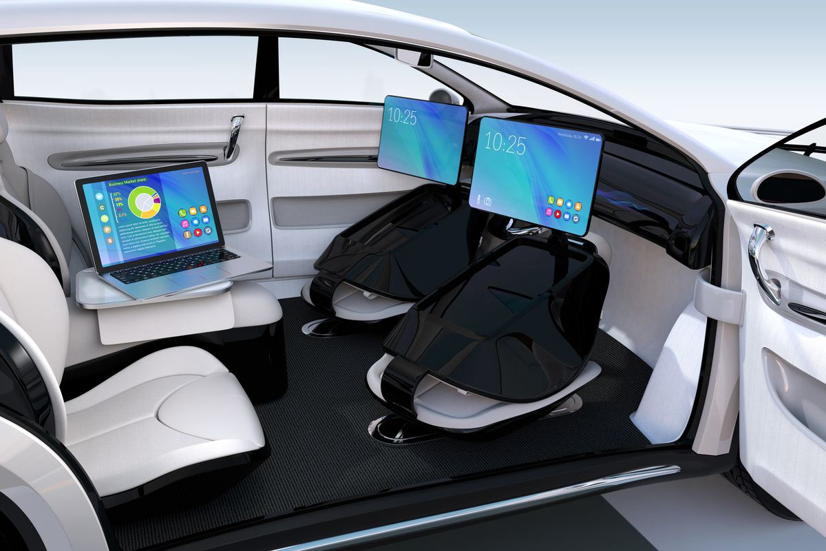 A concept for an interior of an autonomous car.