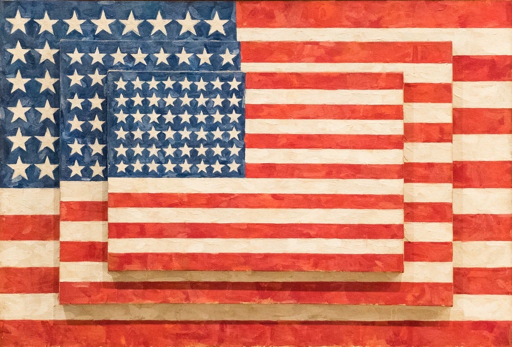 Jasper Johns Pop Art, Three Flags (1958)