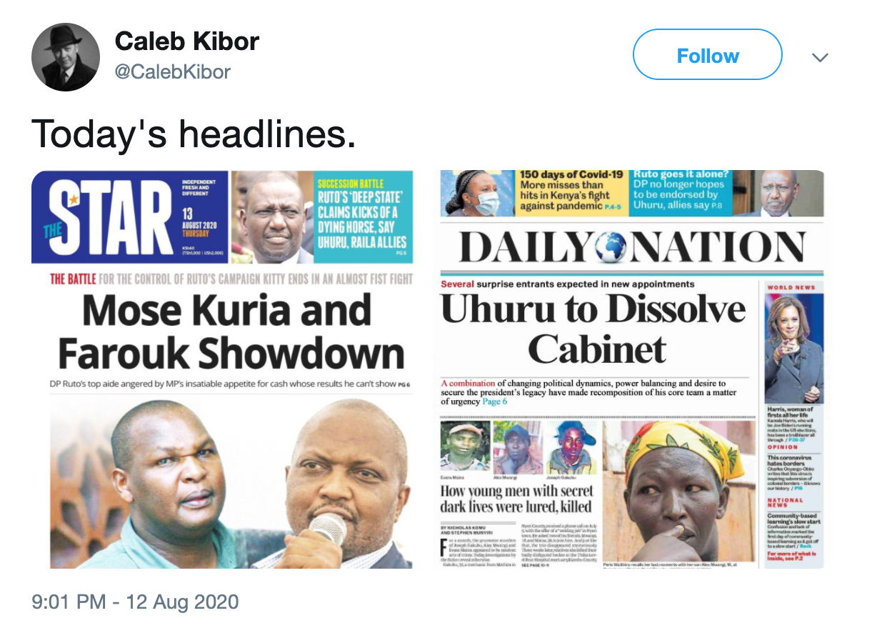 FALSE: These front page images of Star and Daily Nation dated August 13 are fake | by PesaCheck | PesaCheck