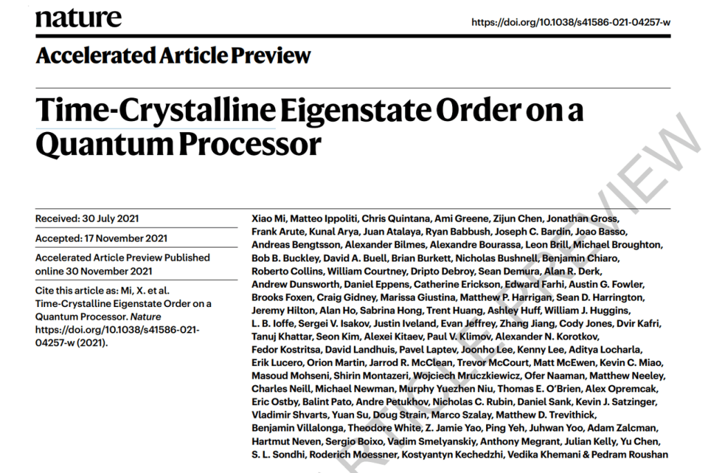 Time Crystalline Study Published In Nature Journal Observes A New Phase 