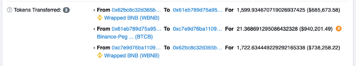 BscScan token transfer records