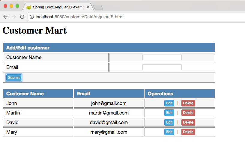 spring boot and angularjs
