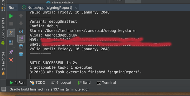 How to obtain SHA1 Keys for debug and release — Android Studio [Mac] | by  Zeba Rahman | fabcoding | Medium