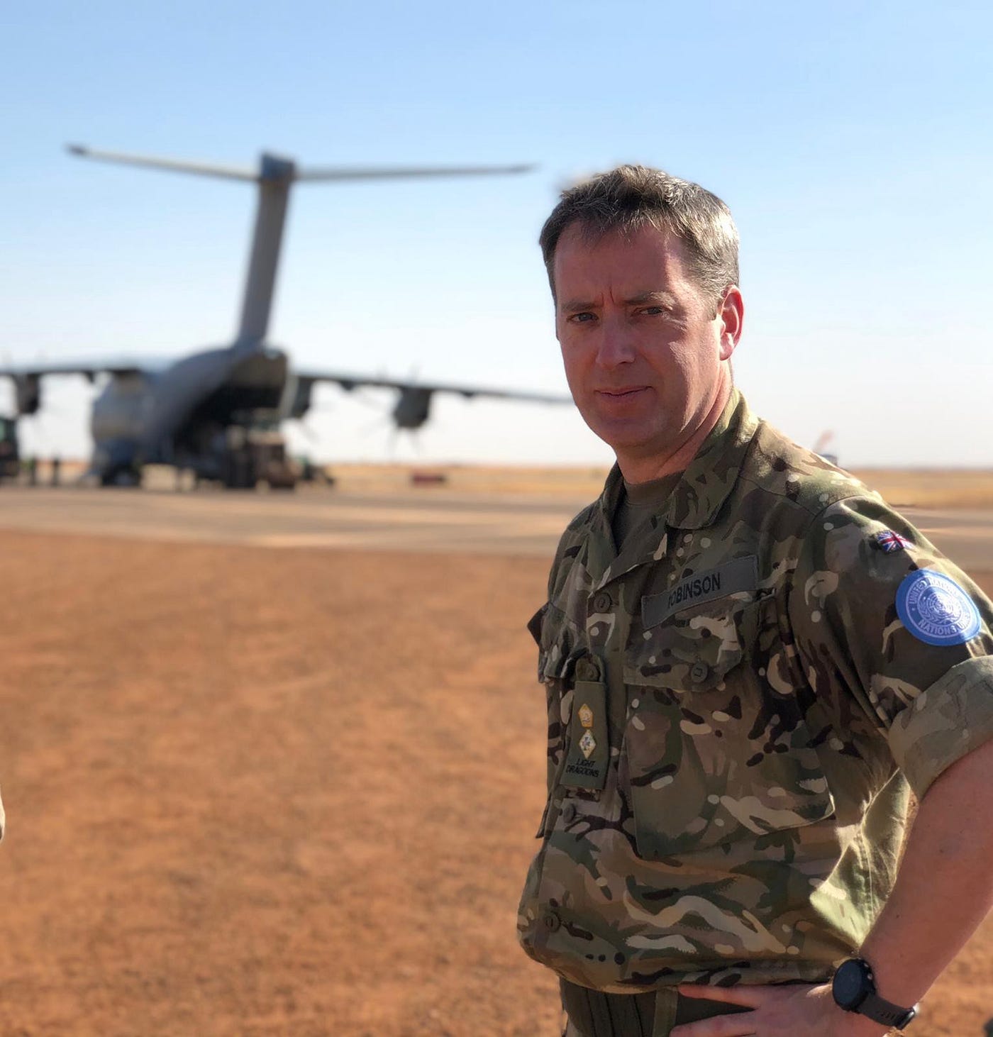 Lieutenant Colonel Robinson, the former Commanding Officer of the LRRG Task Group upon arriving in Mali in Dec 2020.