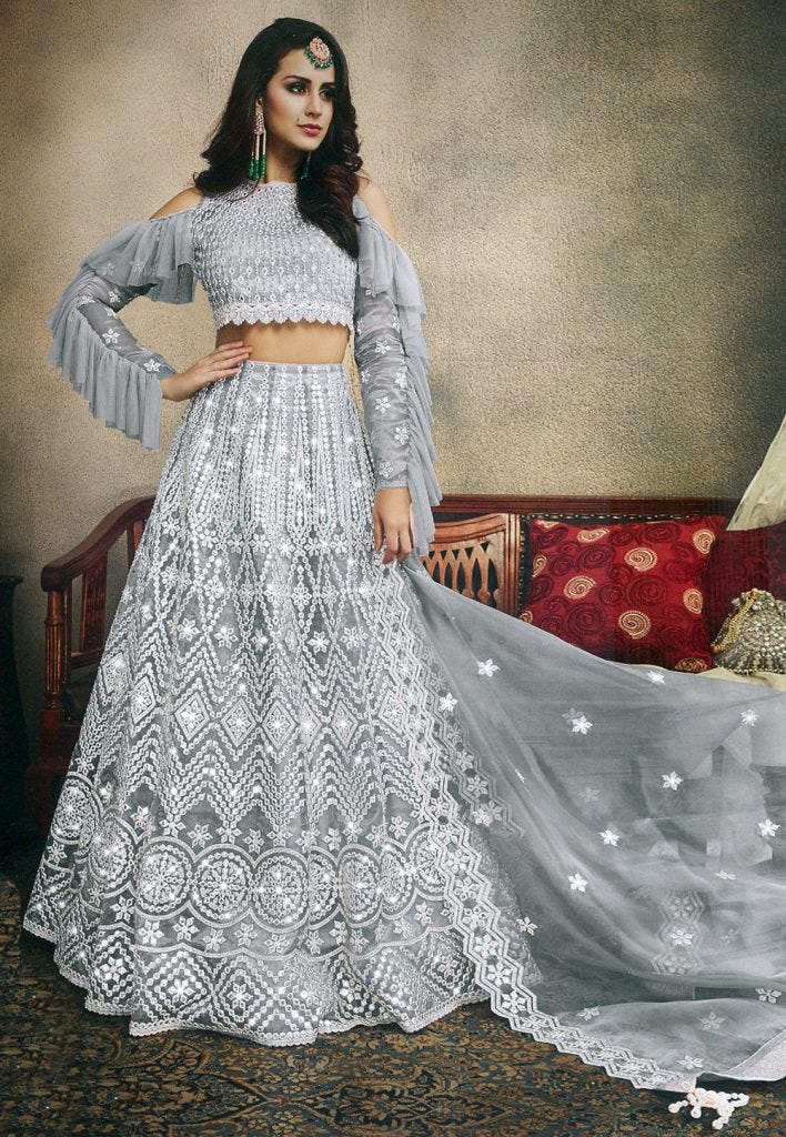 grey lehenga bridal