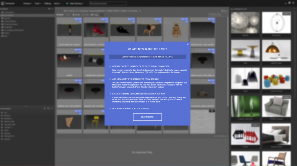 Connecter 0.9.15 — now with interactive exploration of 3D files, adding new  assets from 3ds Max and more… | by Design Connected | Connecter