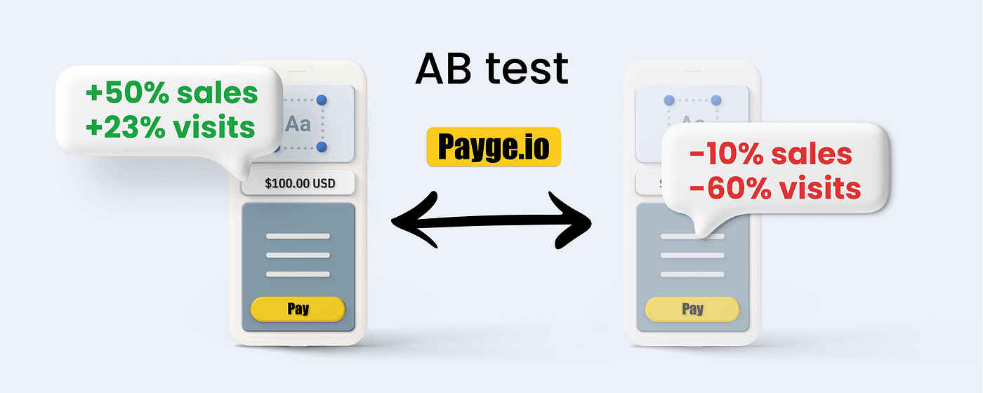 AB test example with payment page by payge.io