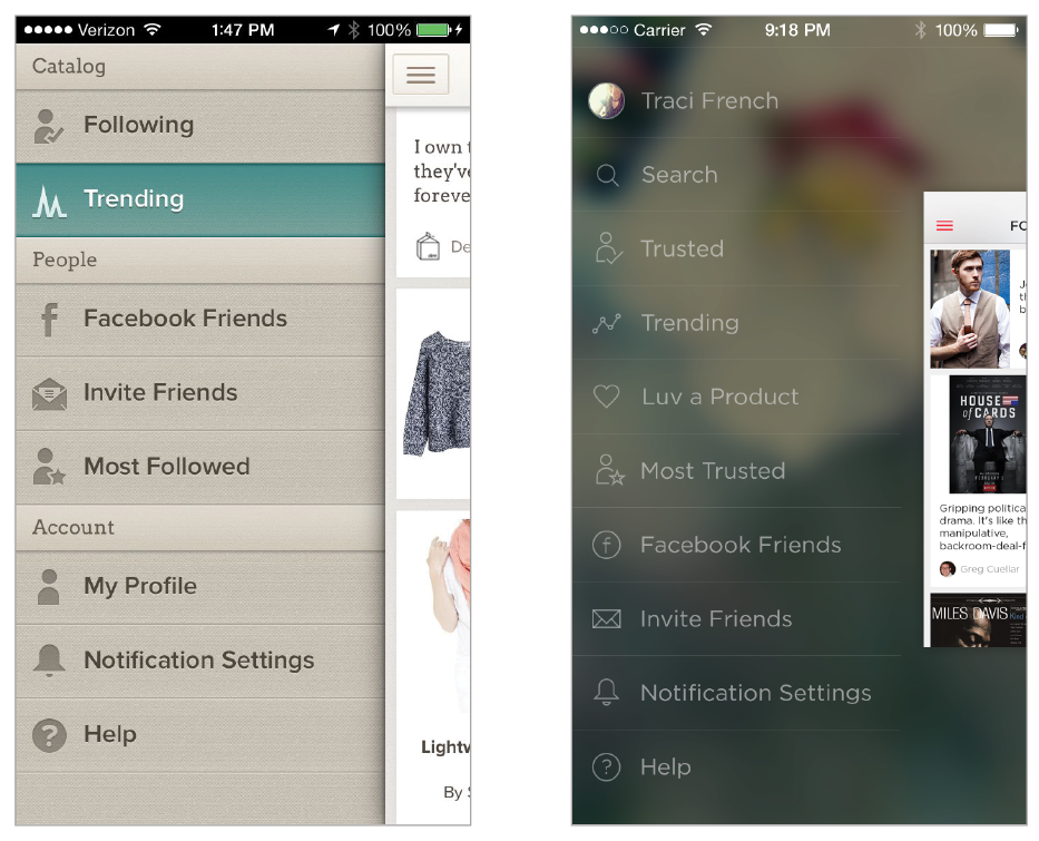 Side Menu View Controller for iOS 7 by Luvocracy Medium