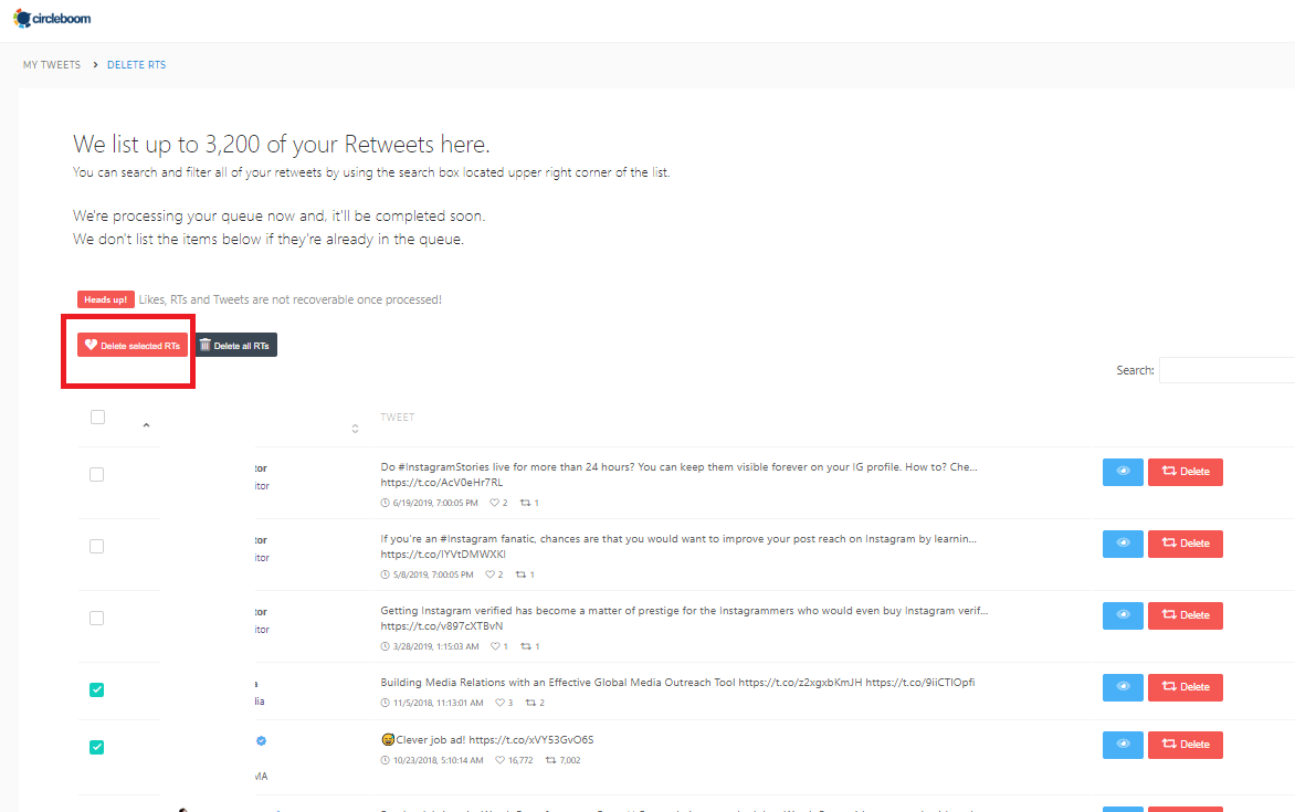 How to Delete your Retweets and Tweets in a Click — Circleboom
