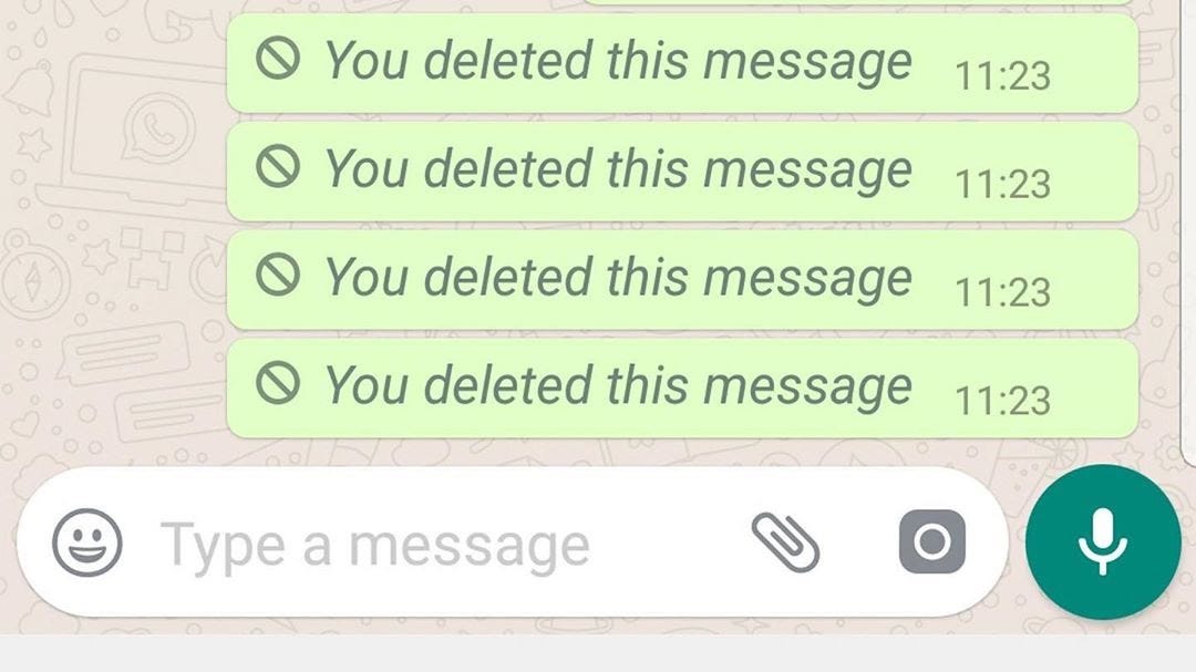 Why is it bad design? Because the recipient should not know that a message has been deleted.