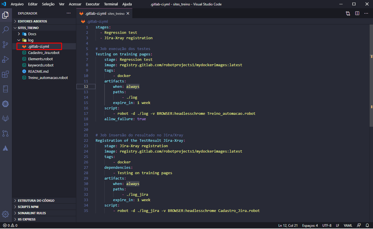 O que as tecnologias Robot Framework, GitLabs, Docker, Jira/Xray tem em