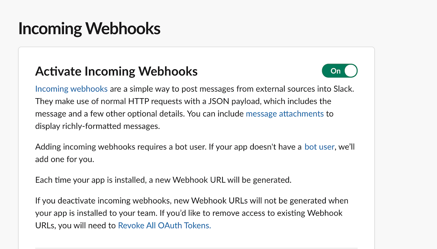 Activate Incoming Webhooks