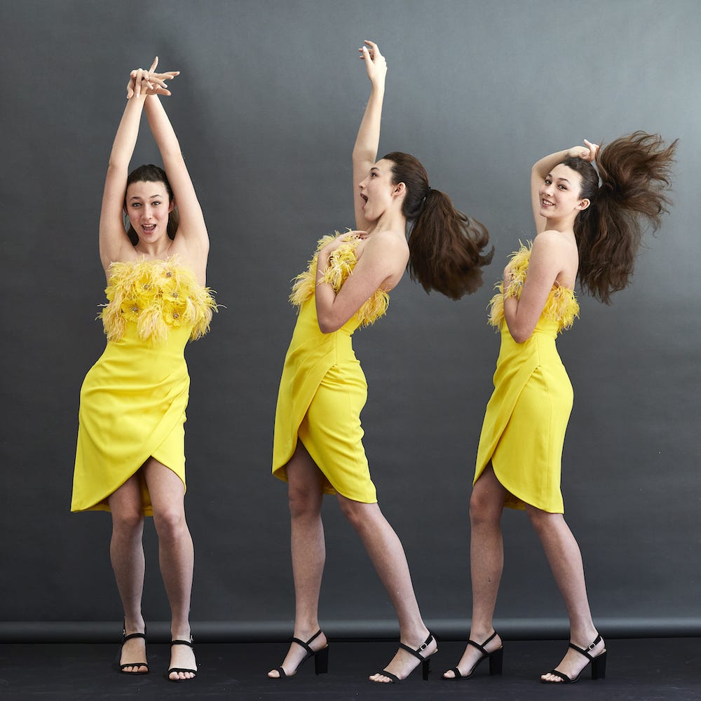 Jasmine in a yellow dress — three pose medley