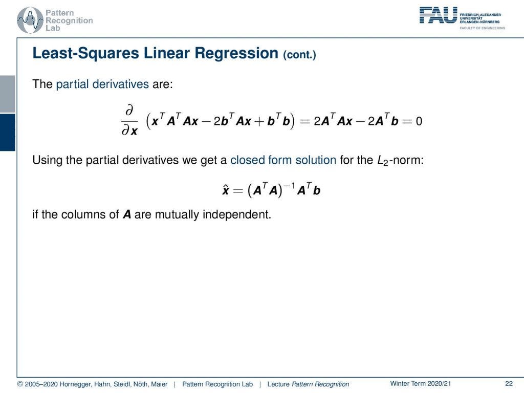 Linear Regression & Norm-based Regularization: From Closed-form Solutions  to Non-linear Problems | by Andreas Maier | CodeX | Medium