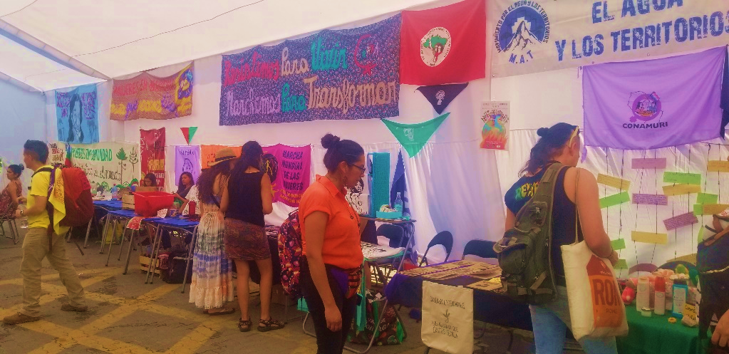 Inside the Carpas de las Mujeres (the feminist tent) at the Cumbre de los Pueblos.