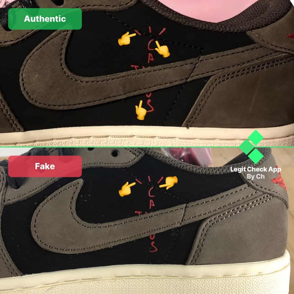 Real Vs Fake Air Jordan 1 Travis Scott 