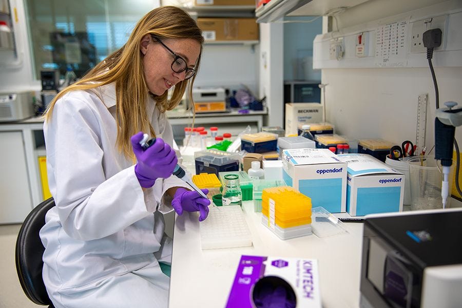Madeline Lancaster working in laboratory