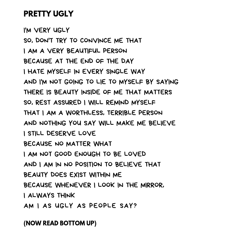 Introspective poem pretty ugly.