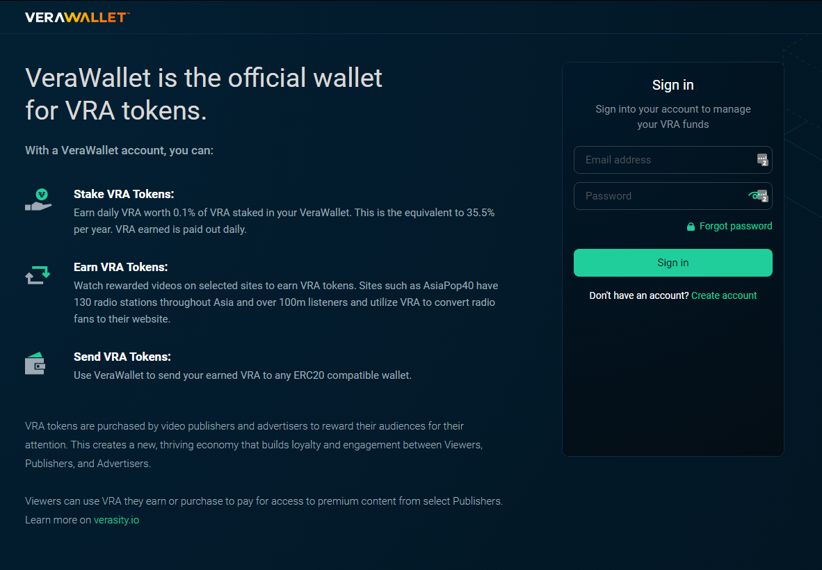 How To Use Verawallet Vra Staking Verasity Medium - creating a verawallet account