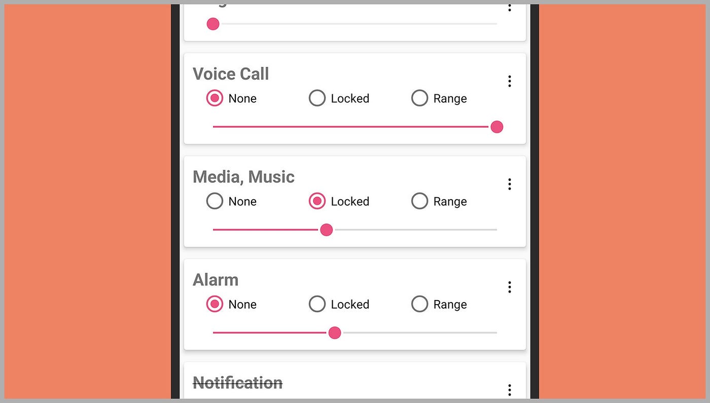 Screenshot of Android volume settings
