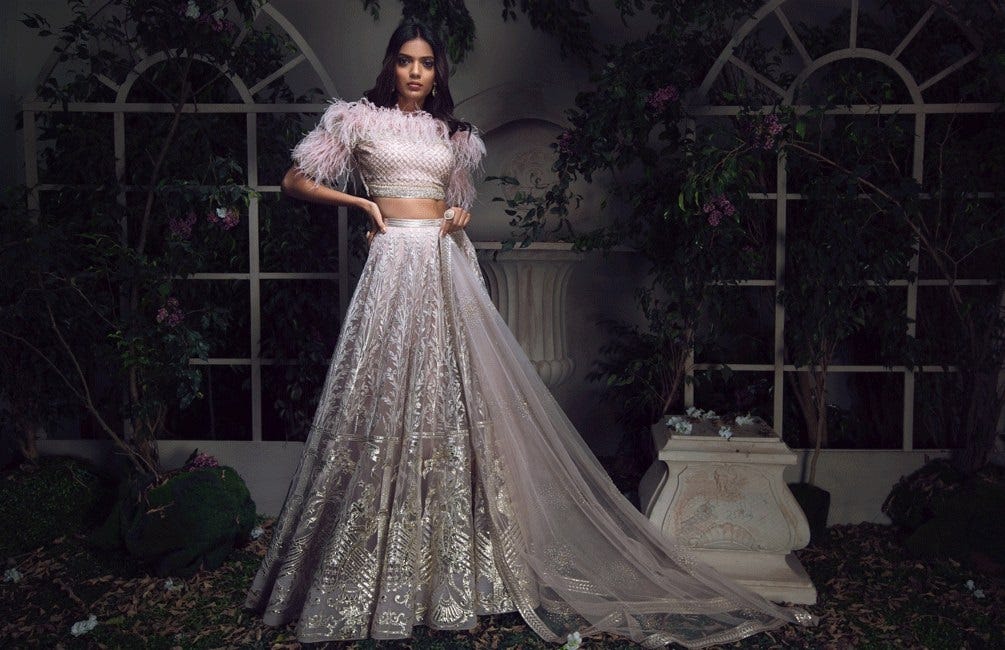 grey lehenga bridal