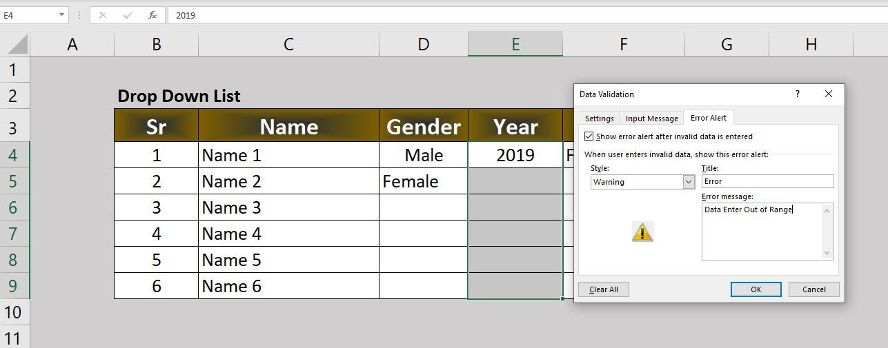 Advance Excel Function Data Validation How To Create A Drop Down List