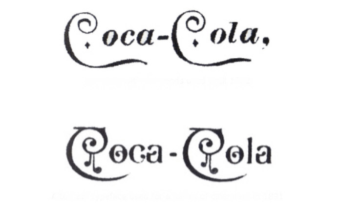 Coca-Cola version with Diamonds used until 1892, and alternate typeface used for a series of calendars in 1891
