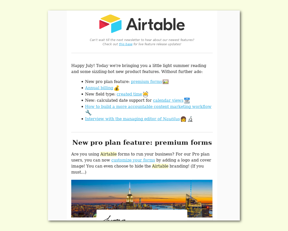 airtable newsletter