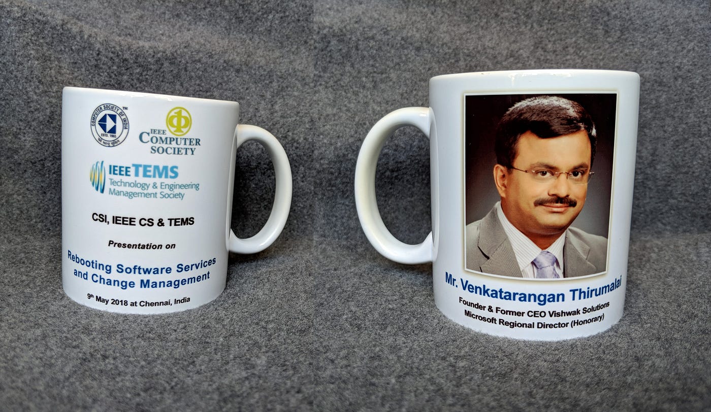 The personalised cup that was kindly gifted by IEEE