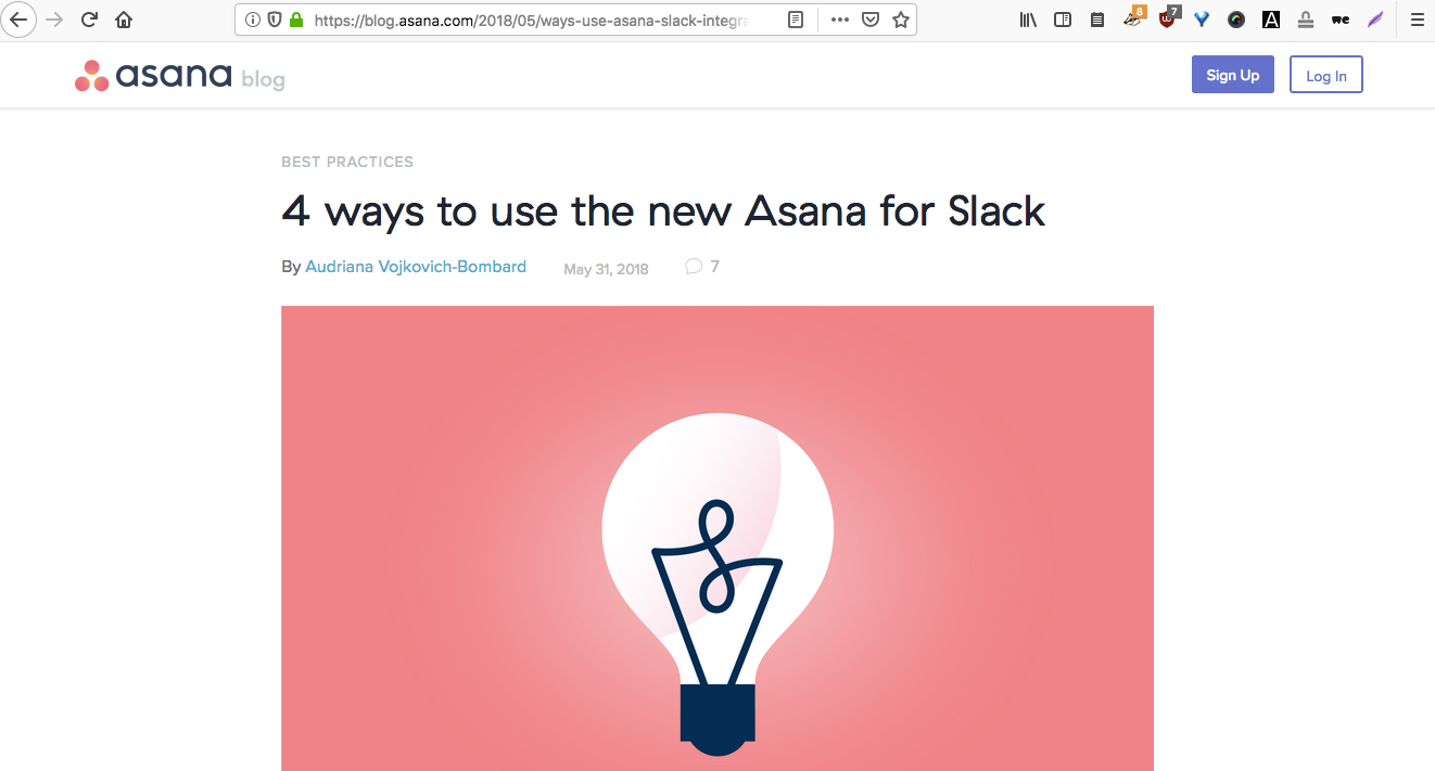 blog post in asana