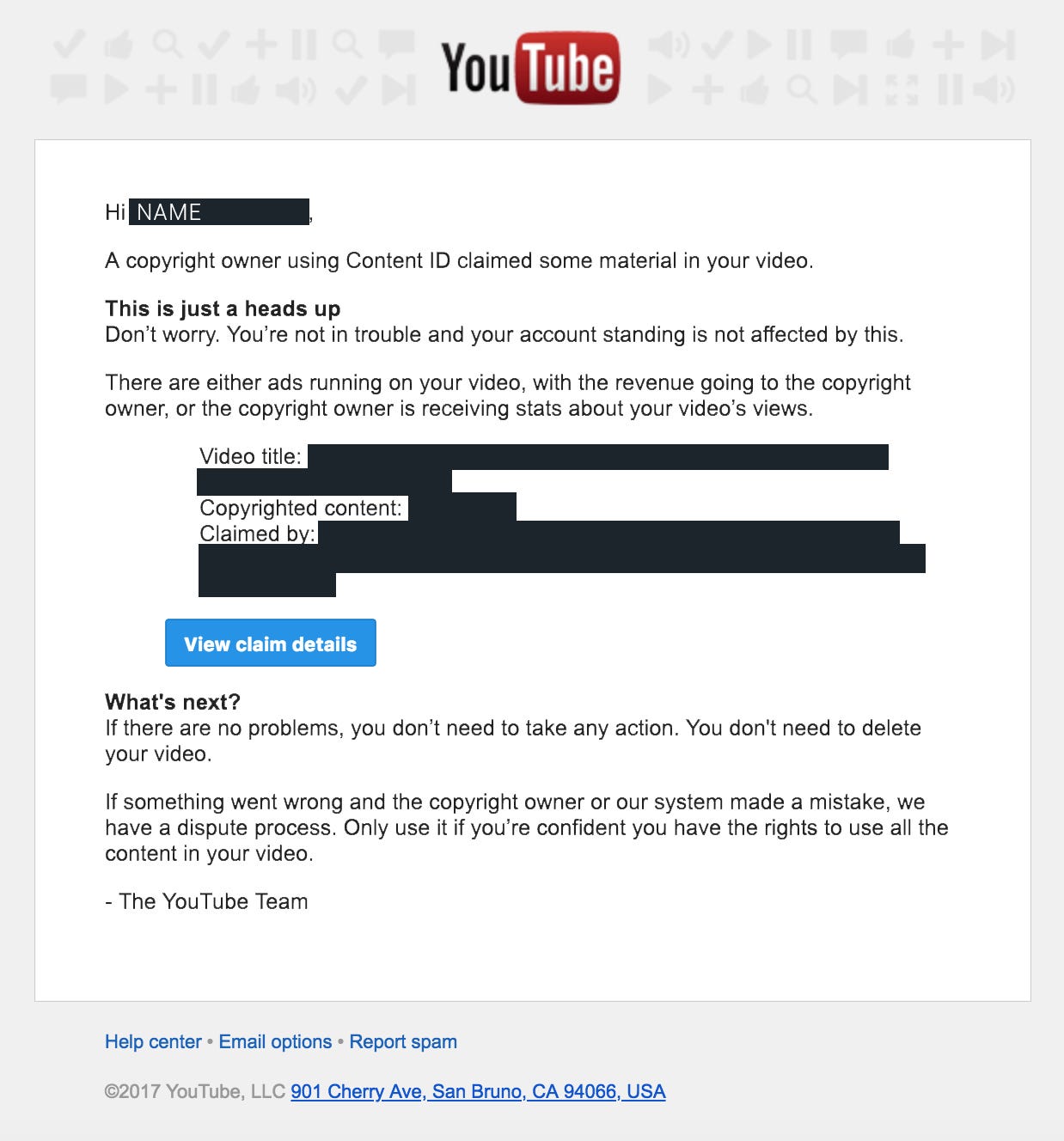 Youtube Copyright Claim