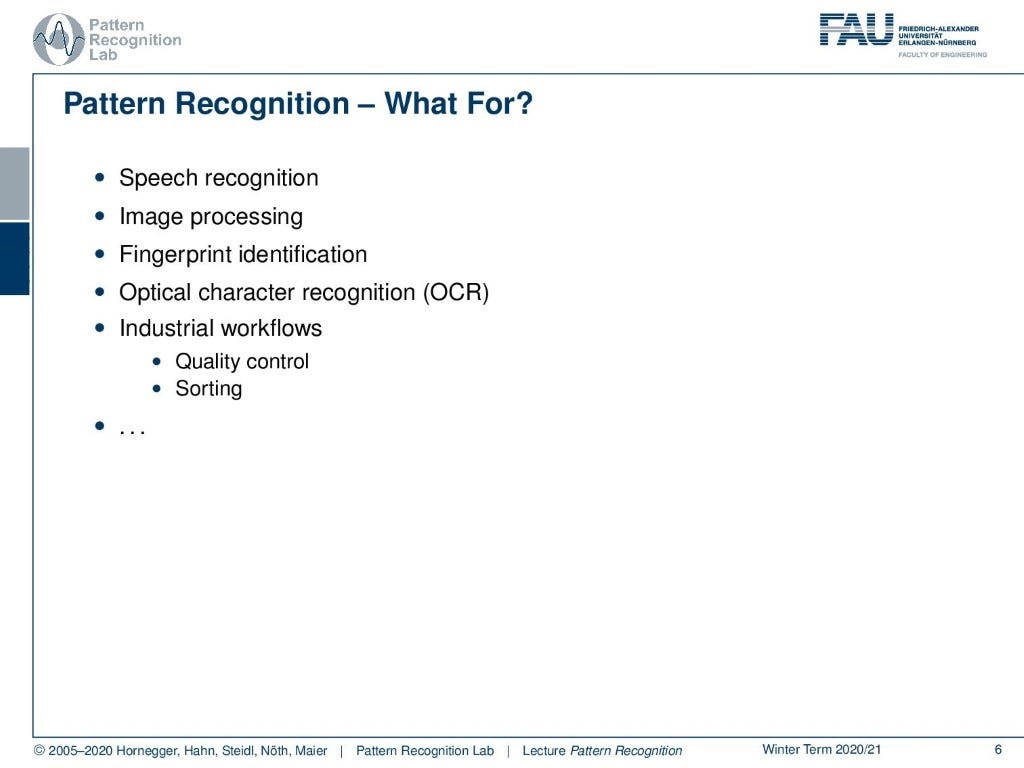 An Introduction to Pattern Recognition | by Andreas Maier | CodeX | Medium