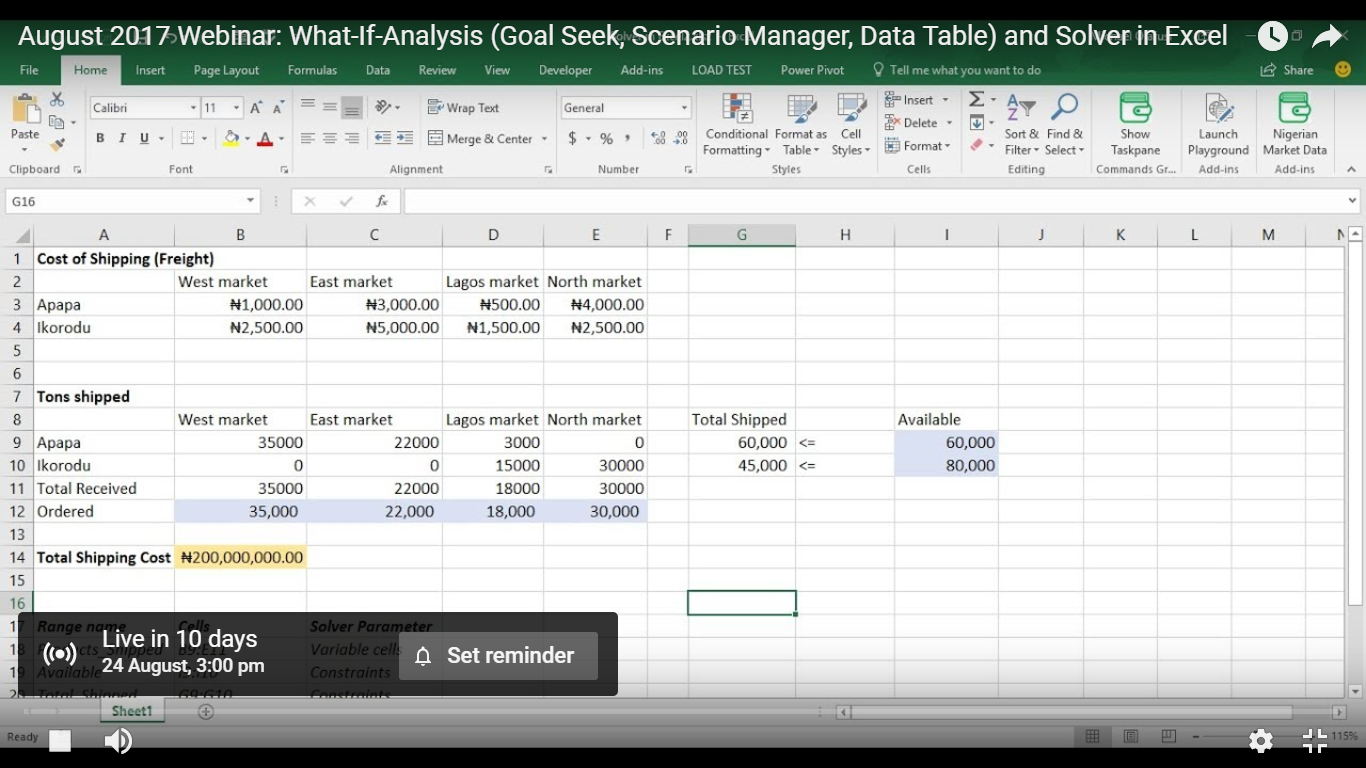 August 17 Webinar What If Analysis Goal Seek Scenario Manager Data Table And Solver In Excel By Michael Olafusi Follow The Nigerian Story Medium August 17 Webinar What If Analysis Goal Seek Scenario Manager Data Table And Solver In Excel By Michael Olafusi Follow The Nigerian Story Medium
