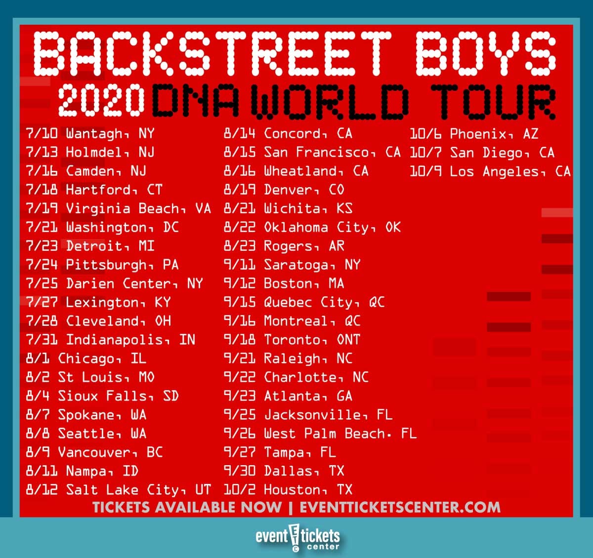 Backstreet Boys DNA World Tour 2020 — Dates & Tickets | by Event ...