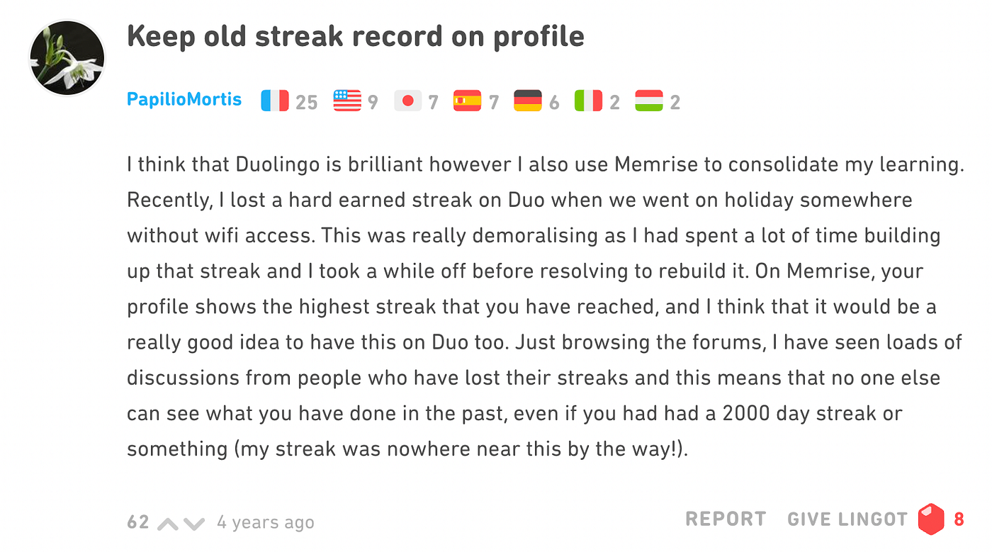 Duolingo Redesign Challenge: Celebrating Lost Streaks in a Healthier Way |  by Bianca Wu | Bootcamp