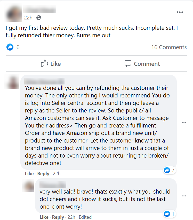 amazon sellers comments
